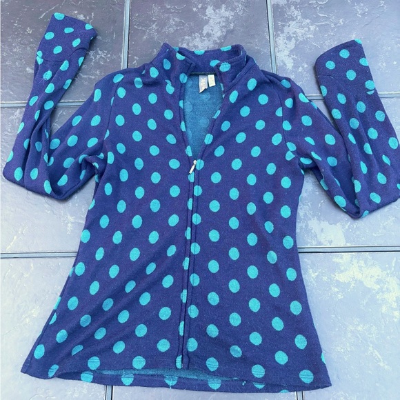 Ibex Women’s Juliette Polka Dot 100% Certified Merino Wool Full-Zip Sweater Sz S - Picture 1 of 6